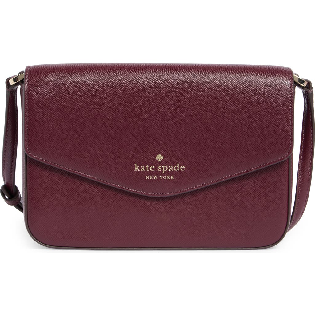 Kate Spade New York Envelope Flap Leather Crossbody Bag In Burgundy
