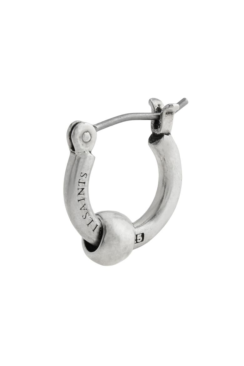 Men's Ball Bead Huggie Hoop Earring, Main, color, WARM SILVER
