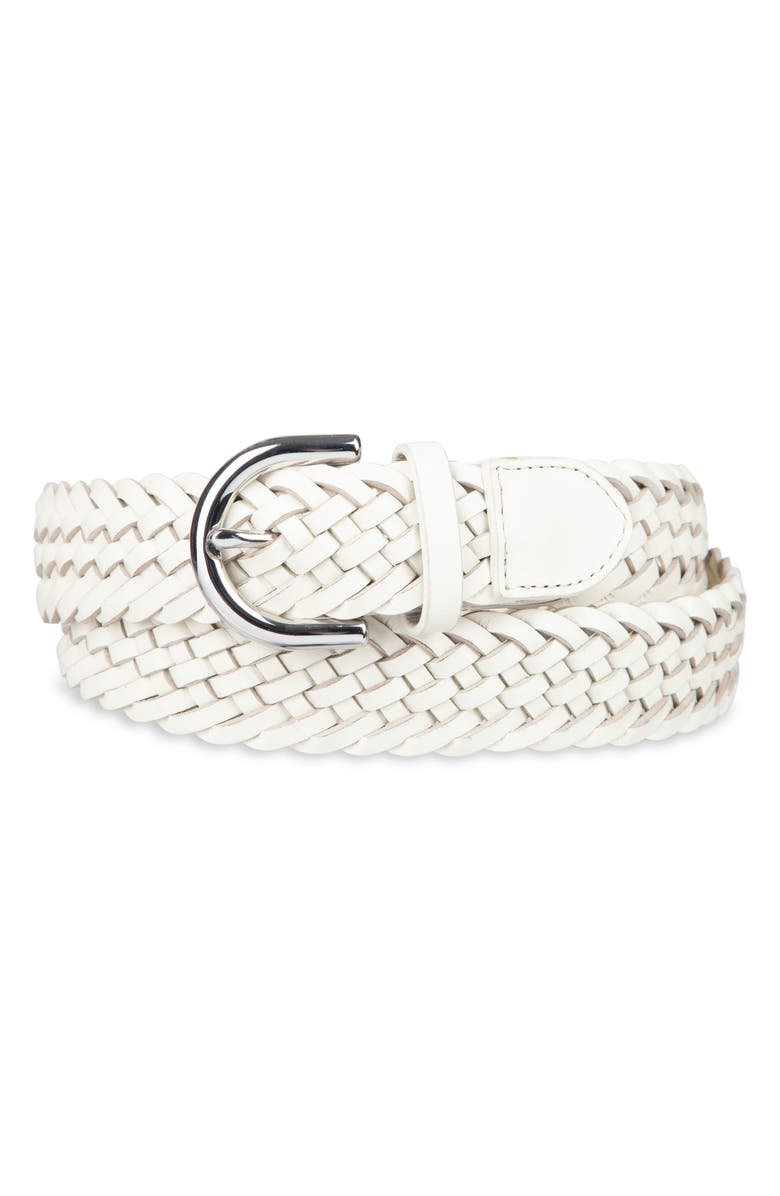 Cole Haan Braided Leather Belt, Alternate, color, Ivory