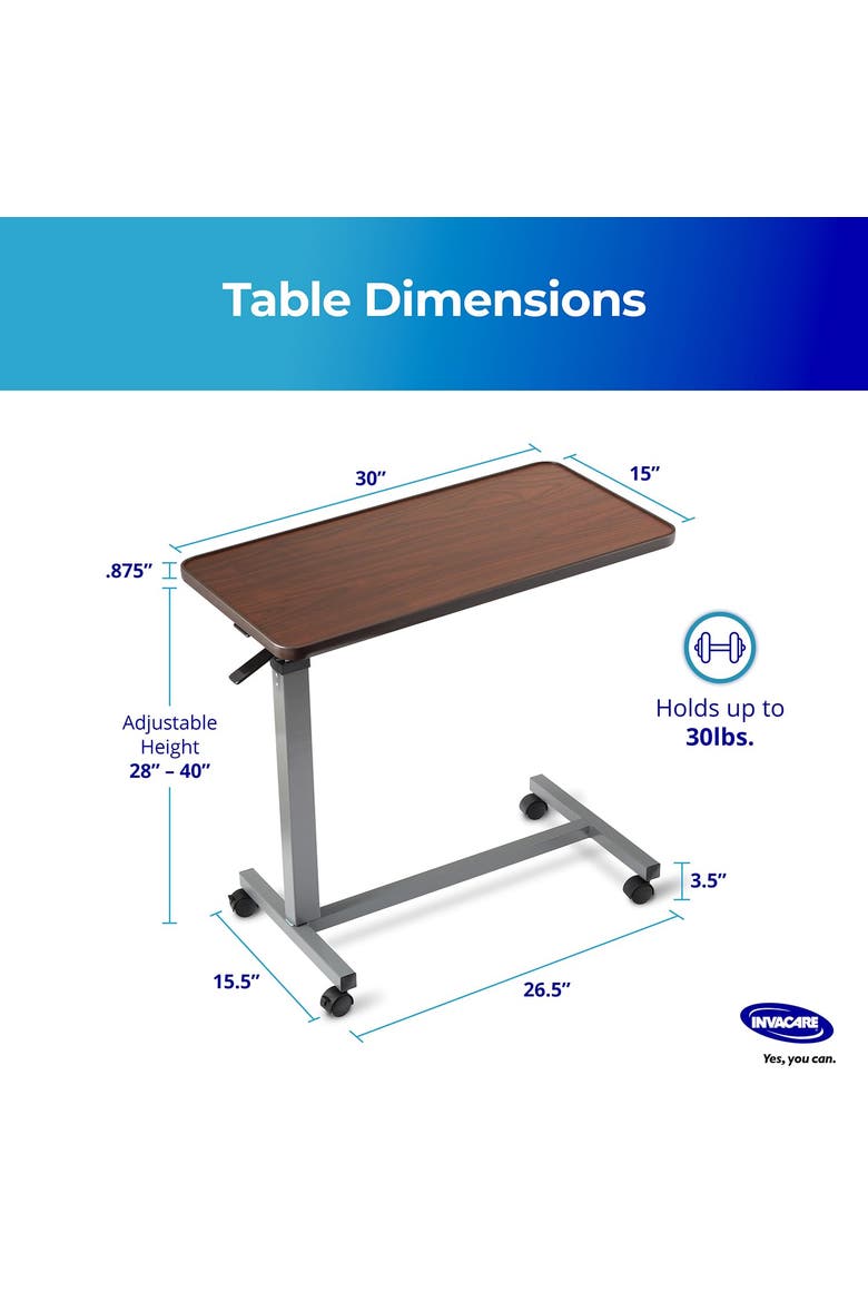 Adjustable & Tilting Table Bed with Wheels and L-Shaped Base, Alternate, color, Brown