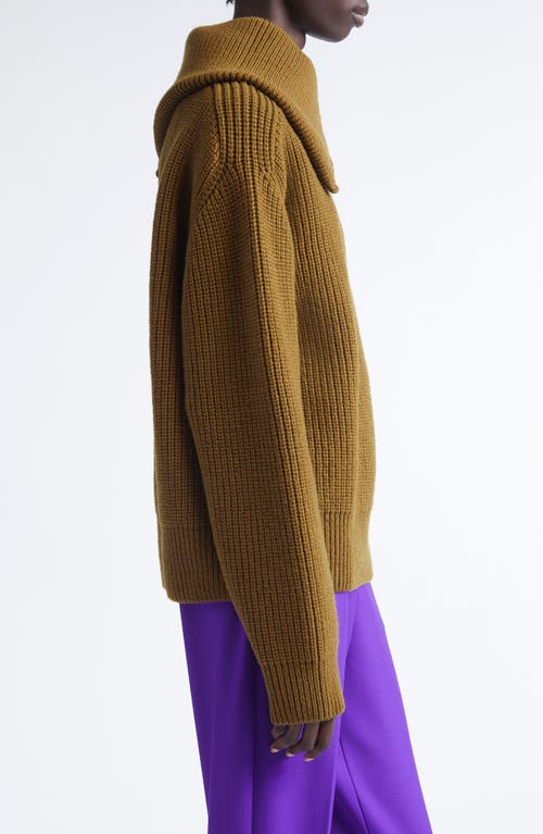 Dries Van Noten Talim Wool Half Zip Turtleneck Sweater In Brown