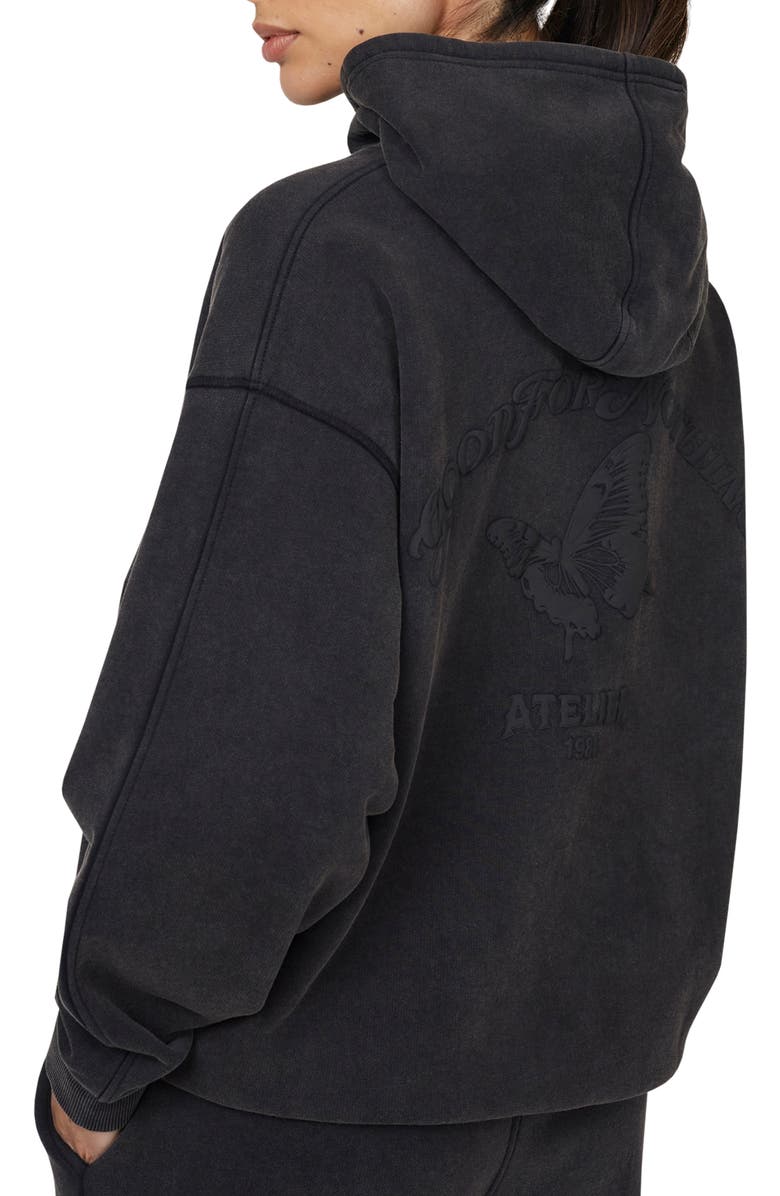 Good For Nothing Float Washed Relaxed Pullover Hoodie, Alternate, color, Black