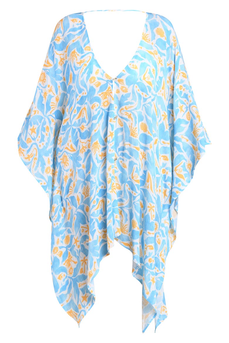 Trinket V-Neck Cover-Up Caftan, Alternate, color, SKY