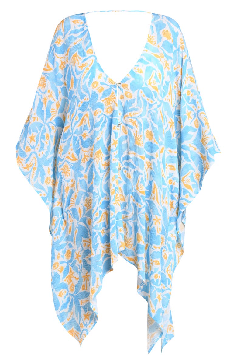 La Blanca Trinket V-Neck Cover-Up Caftan, Alternate, color, Sky
