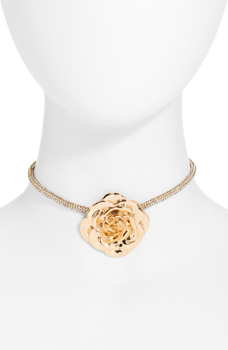 Open Edit Rosette Pavé Crystal Choker Necklace, Main, color, 