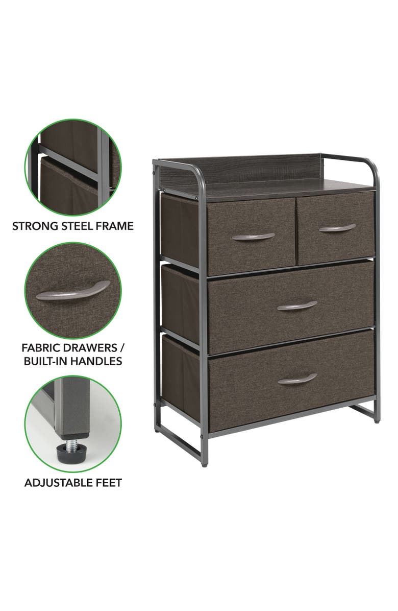 mDesign Storage Dresser Furniture, 4 Removable Fabric Drawers, Alternate, color, Charcoal/Graphite Gray