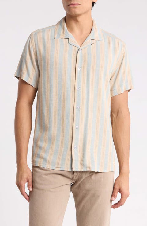 Beat Stripe Short Sleeve Button-Up Shirt