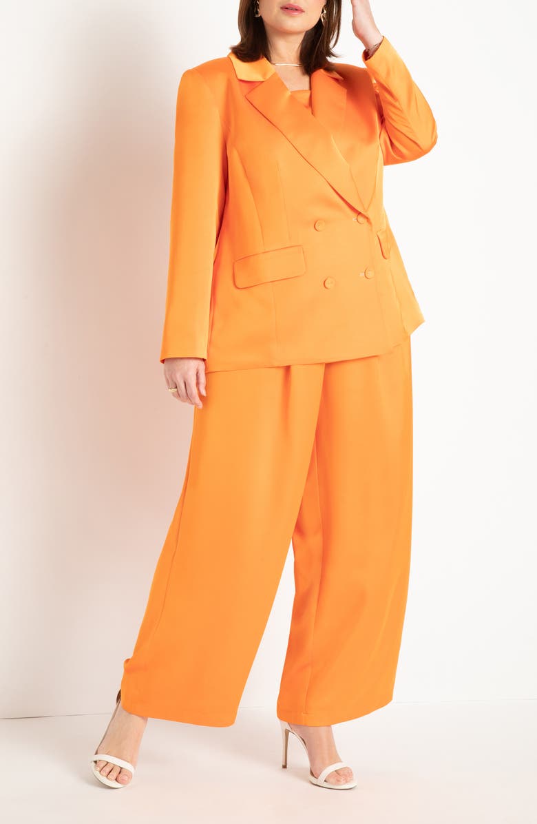 ELOQUII Pleated Satin Wide Leg Pants, Alternate, color,