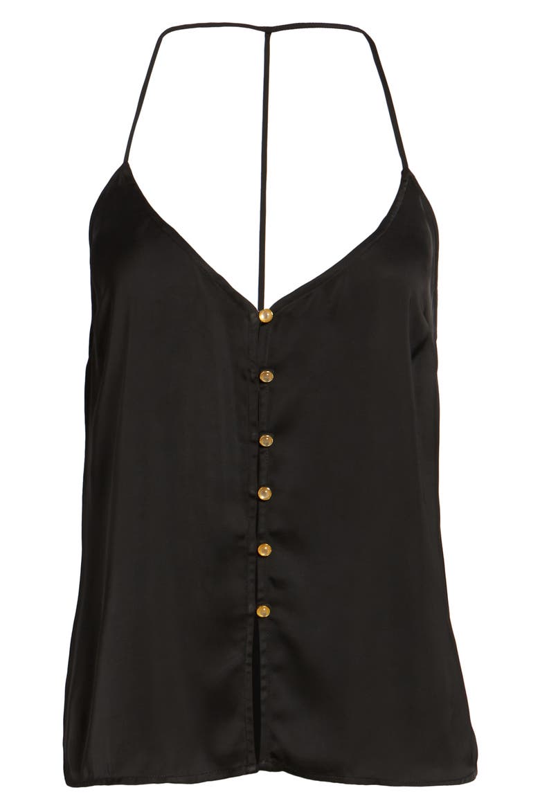 L'Academie The T-Back Velvet Camisole, Alternate, color, BLACK