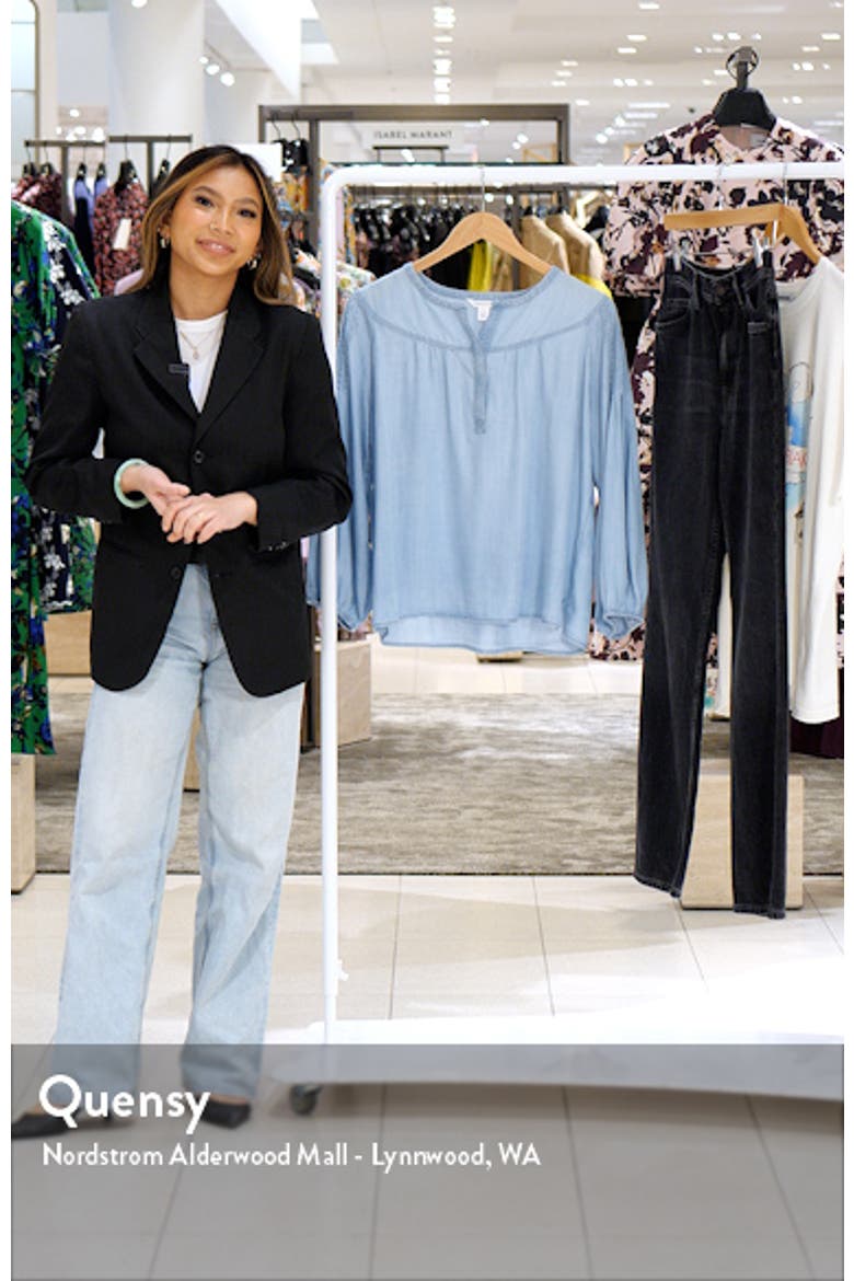 Pintuck Sleeve Chambray Top video