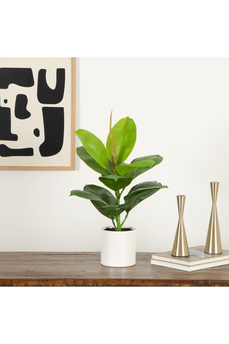 20-in Artificial Fiddle Leaf Fig Plant, Alternate, color, Green