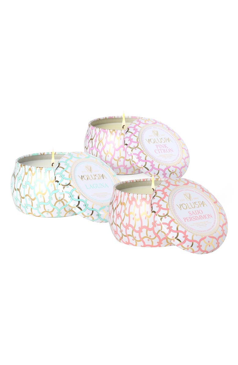 Voluspa 'Maison Blanc' Mini Tin Candle Trio, Alternate, color,