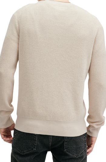 Oversize Cotton & Wool Waffle Crewneck Sweater