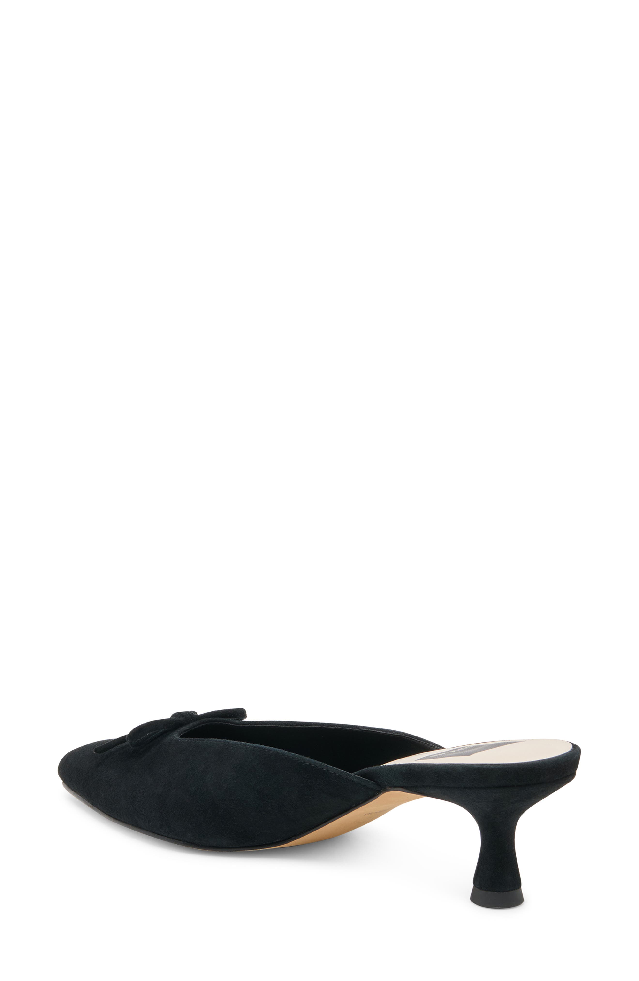 Cleo Pointed Toe Kitten Heel Mule, Alternate, color, NERO SUEDE