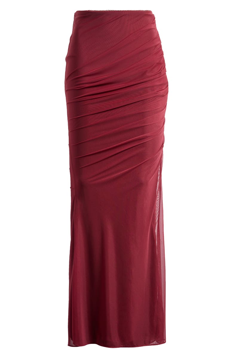 HOUSE OF CB Cassidy Ruched Maxi Skirt, Alternate, color, Cabernet
