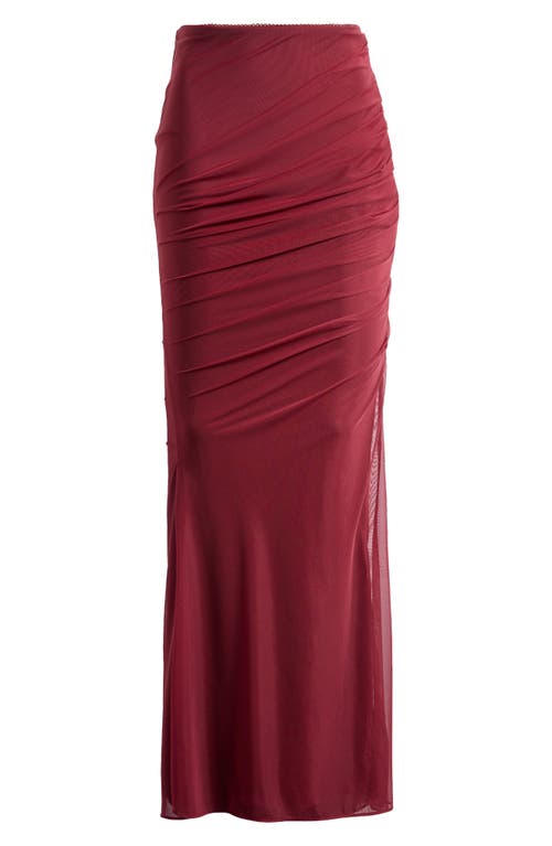 House Of Cb Cassidy Ruched Maxi Skirt In Cabernet