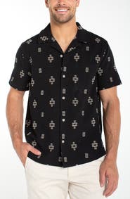 Liverpool Los Angeles Geometric Jacquard Cotton Camp Shirt