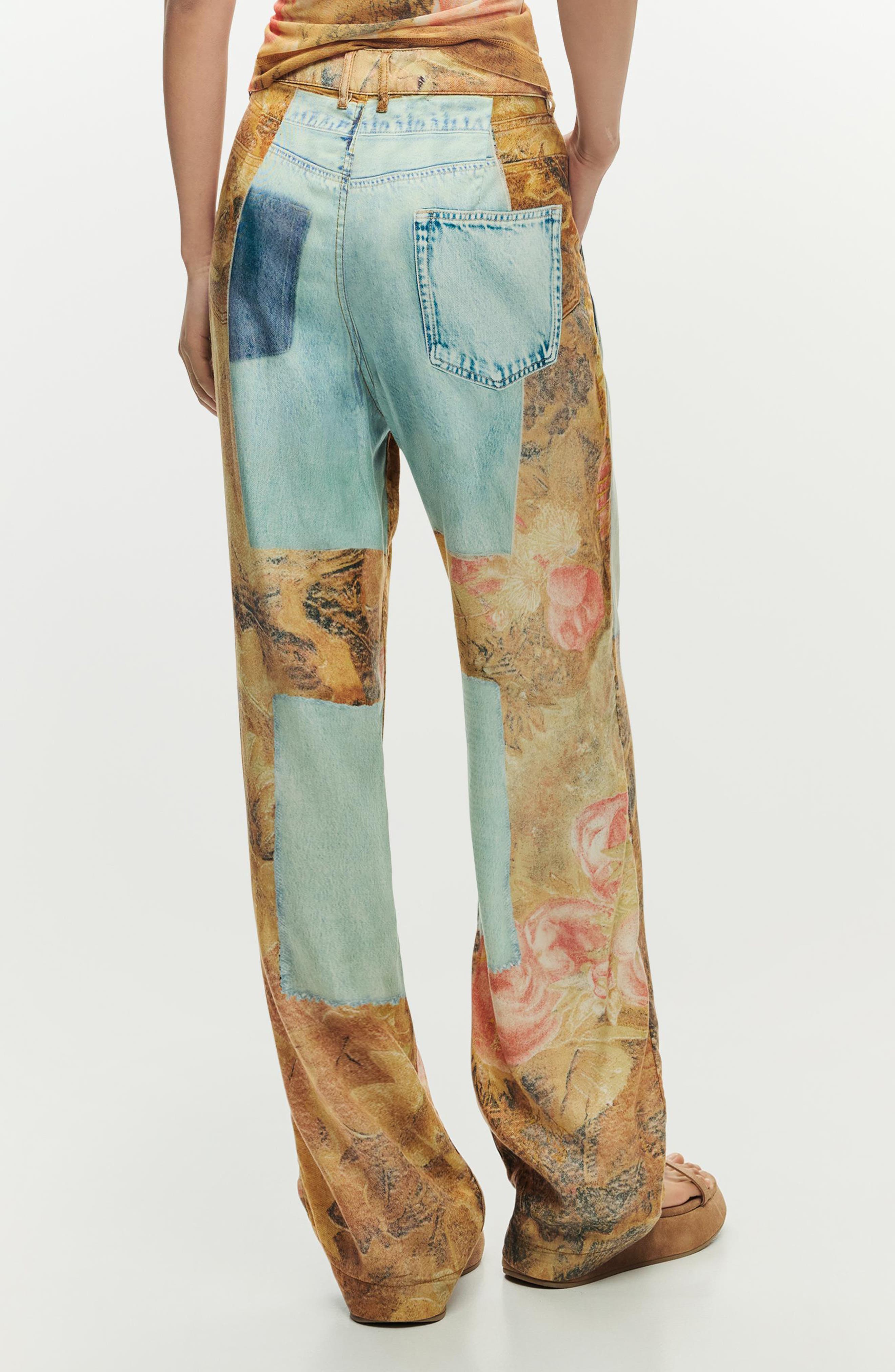 Straight Leg Patchwork Pants - image 2