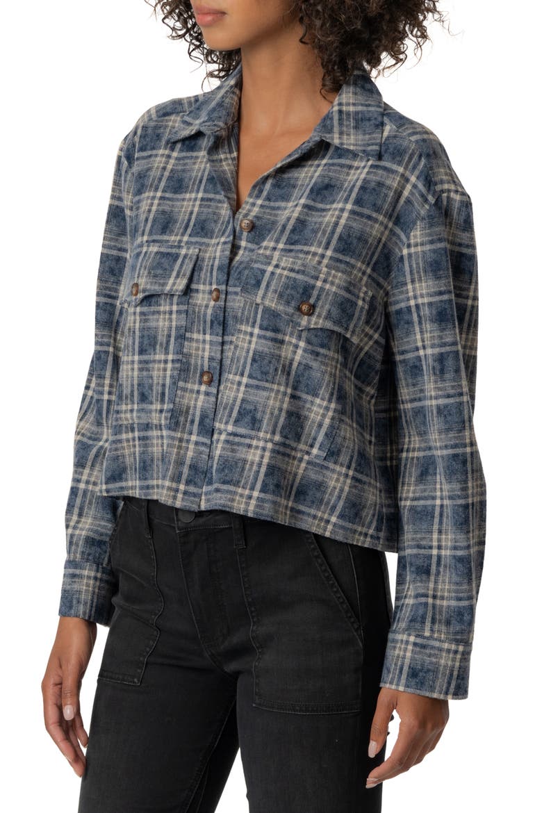 Mira Boxy Plaid Shirt, Alternate, color, BLUE