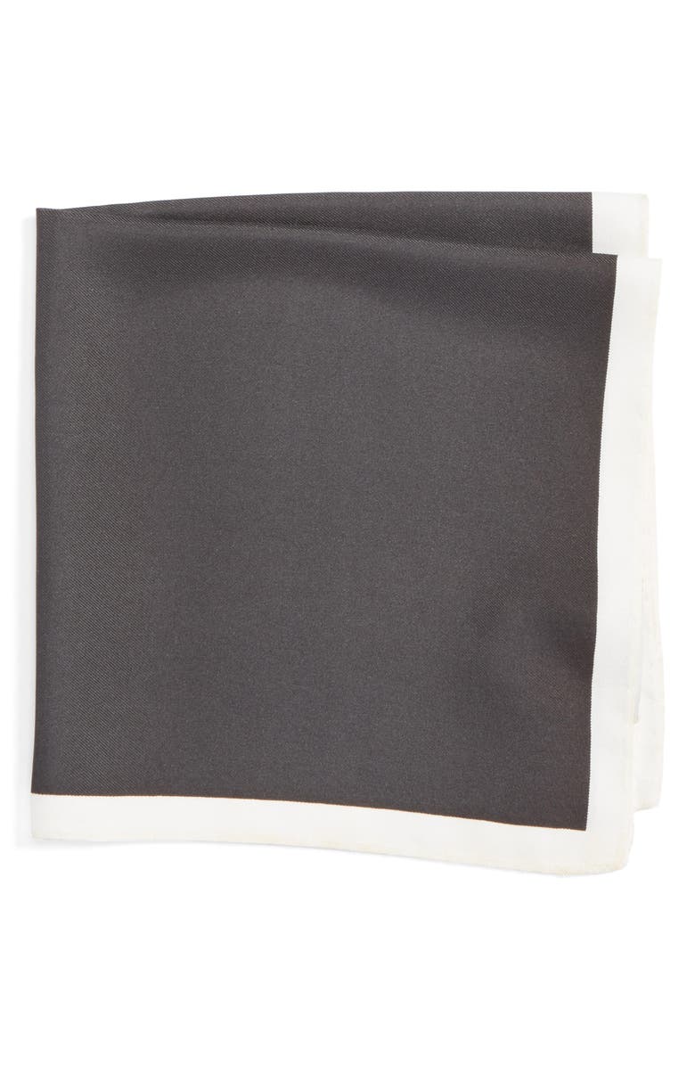 Eton Silk Pocket Square, Main, color, Black