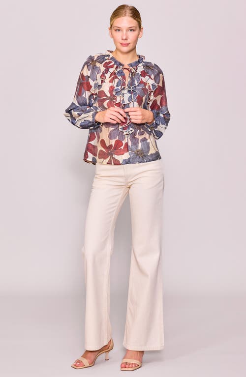 Melloday Ruffle Print Top In Multi
