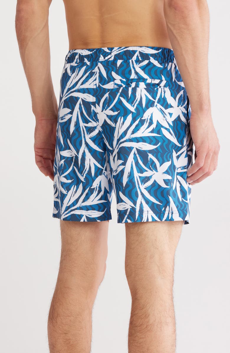 Original Penguin Print Volley Swim Trunks, Alternate, color, Blue Quartz