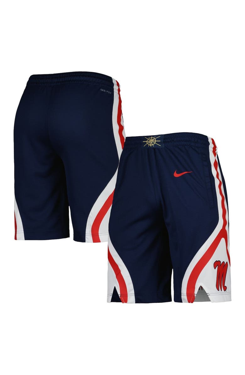Nike Men's Nike Navy Ole Miss Rebels Replica Performance Basketball Shorts, Main, color, Navy