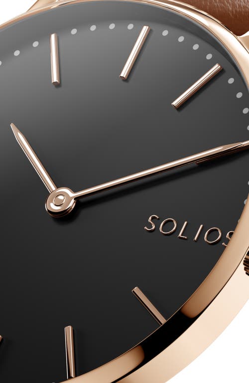 Solios Watches The Solar Classic | Black Dial In Brown Vegan Leather