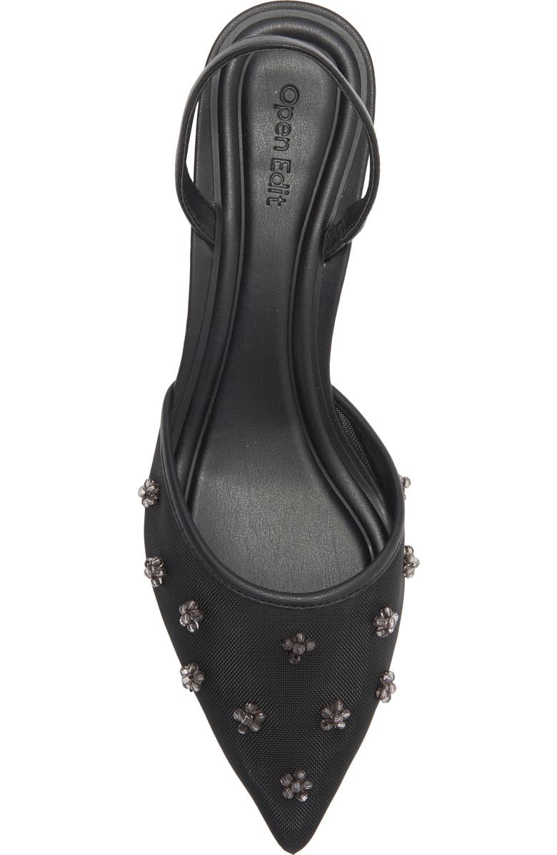 Open Edit Cammie Kitten Heel Slingback Pump, Alternate, color, Black Mist