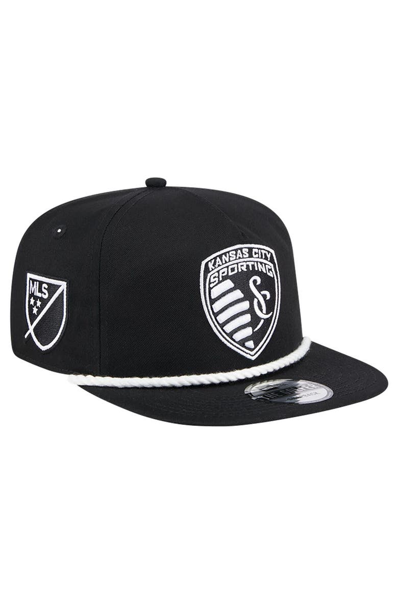 New Era Men's New Era Black Sporting Kansas City 2024 Kick Off Collection Golfer Snapback Hat, Main, color, 