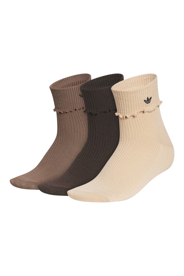 Superlite 3-Pack Assorted Cuffed Quarter Socks, Main, color, BROWN/ COFFEE BROWN/ BEIGE