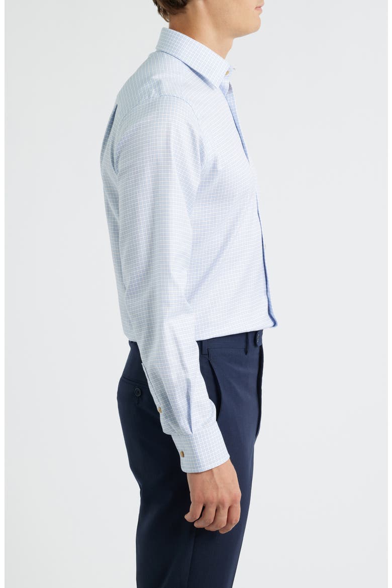 Trim Fit Check Cotton Dress Shirt, Alternate, color, SKY/CHOCOLATE