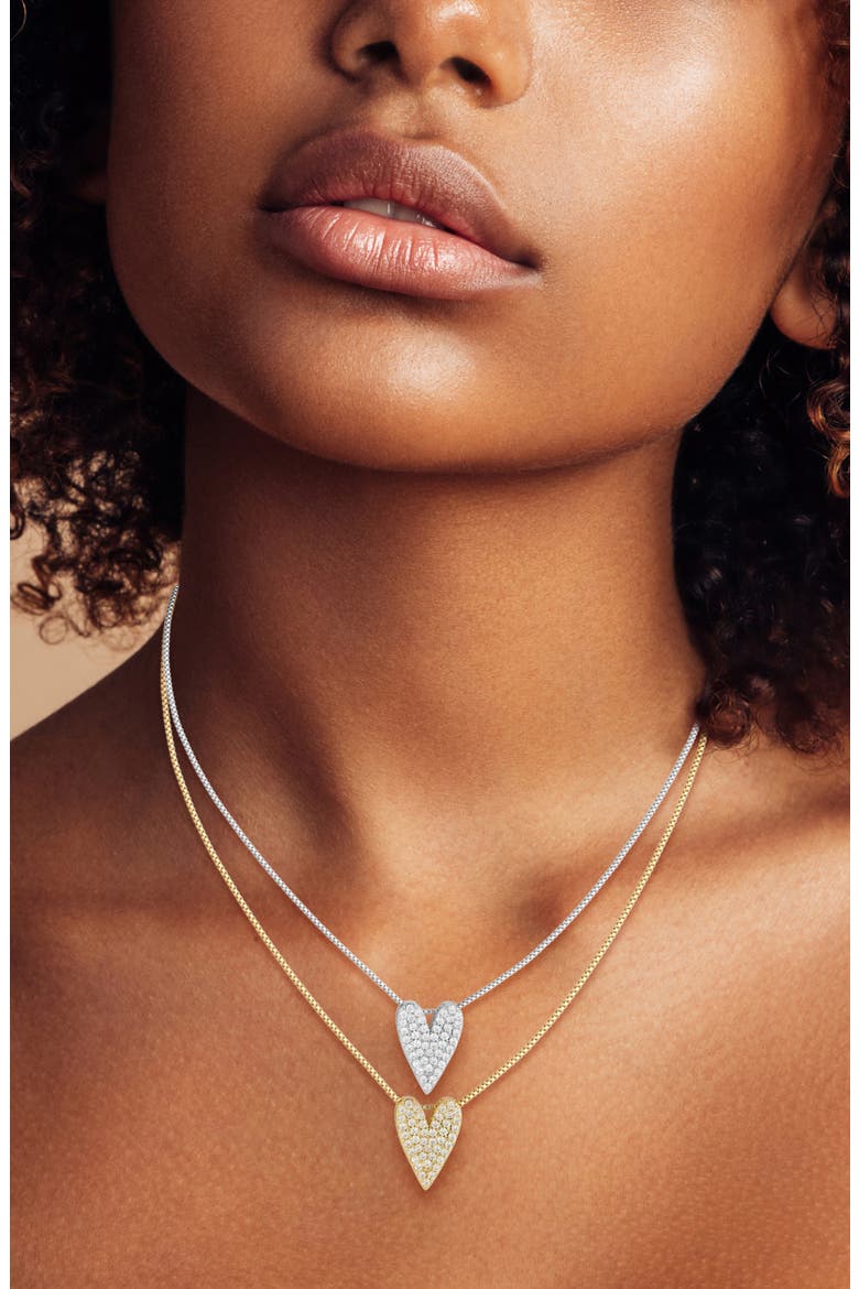 Set of 2 Pavé Cubic Zirconia Heart Necklaces, Alternate, color, MULTI/TWO TONE