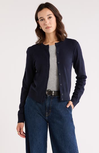 Nordstrom Rack Crewneck Cardigan In Gold