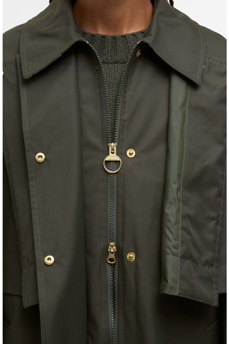 Fia Water Resistant Caped Twill Jacket, Alternate, color, SAGE/ ANCIENT POPLAR