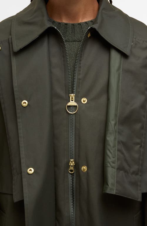 Barbour Fia Water Resistant Caped Twill Jacket In Green