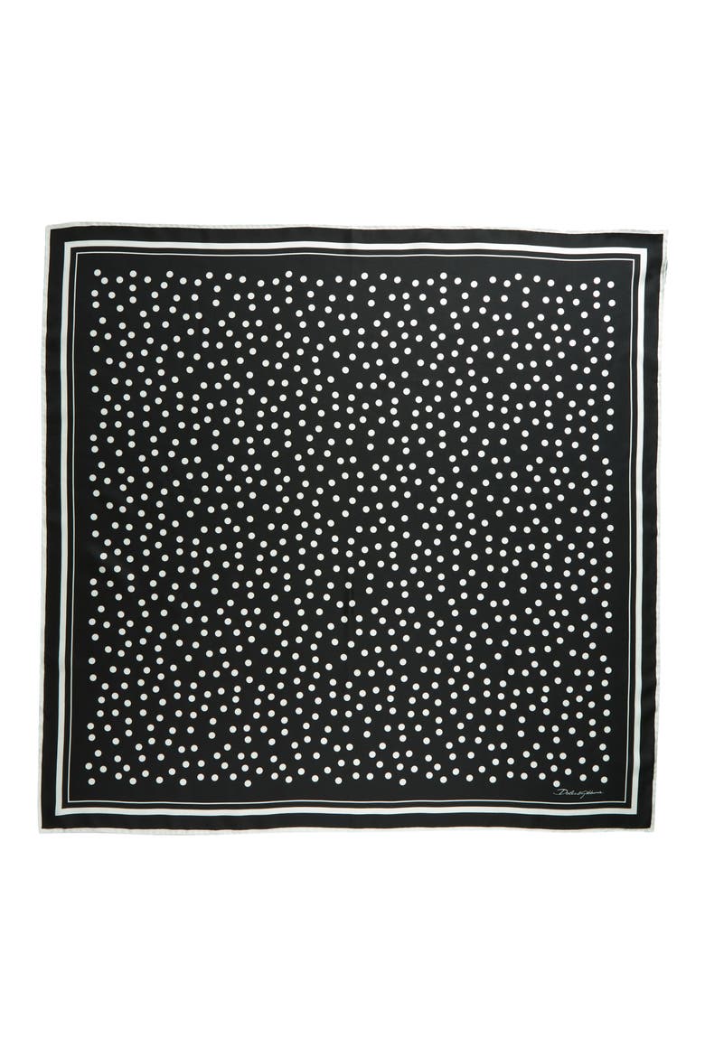 Polka Dot Silk Scarf, Main, color, NERO