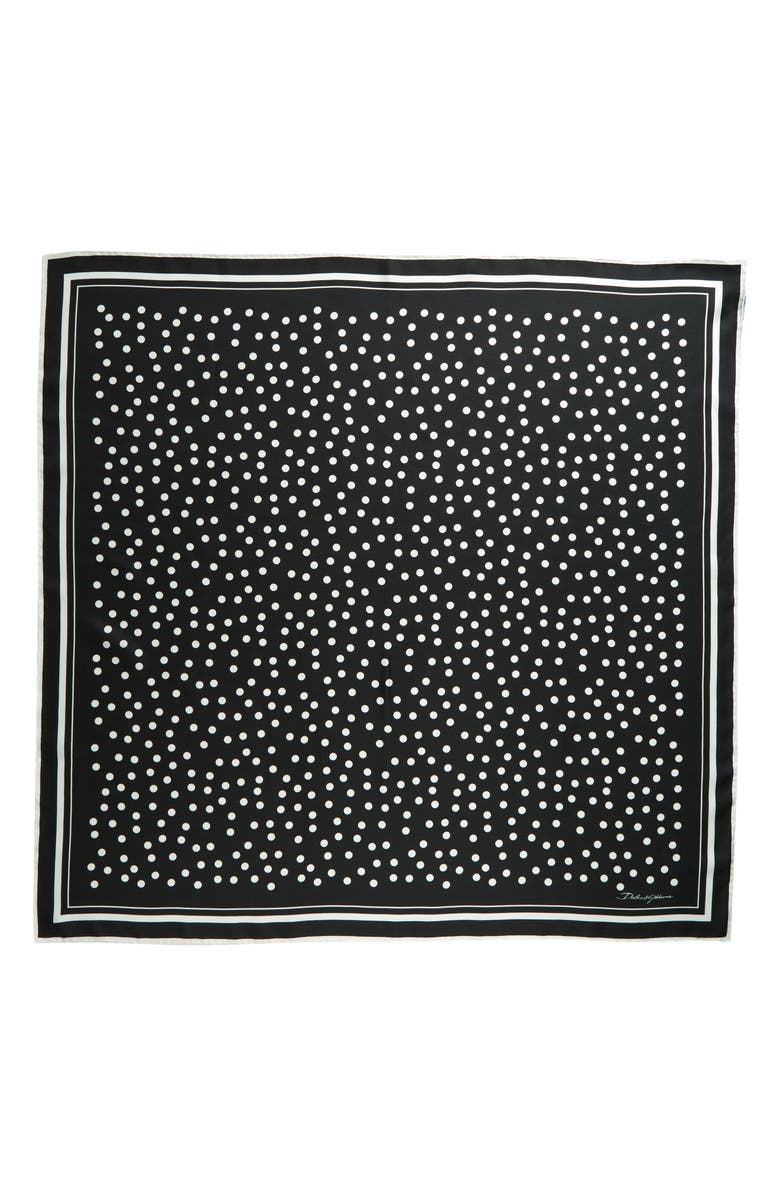 Dolce&Gabbana Polka Dot Silk Scarf, Main, color, Nero