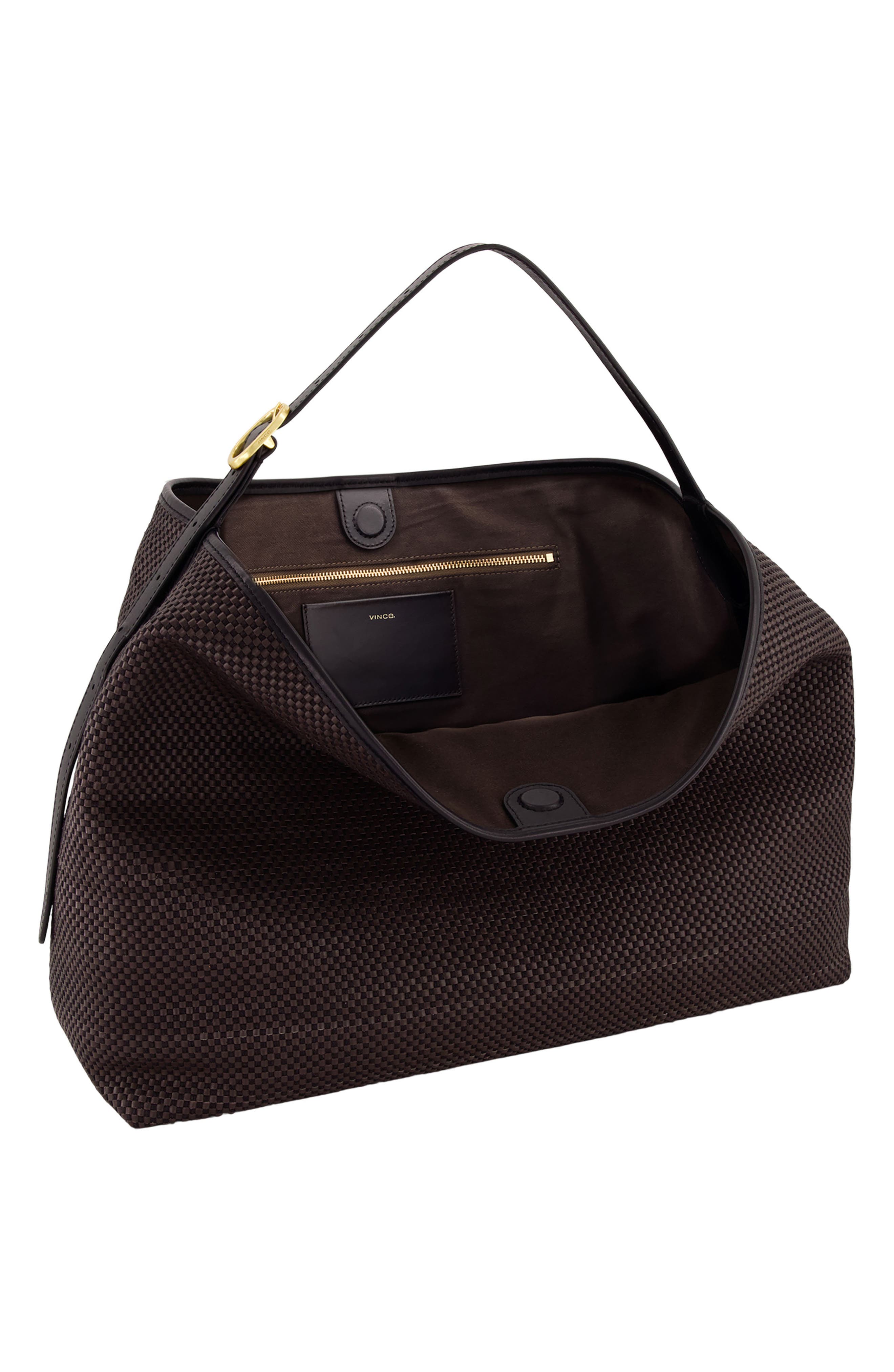 Vivian Small Woven Leather Hobo, Alternate, color, CACAO/ BLACK