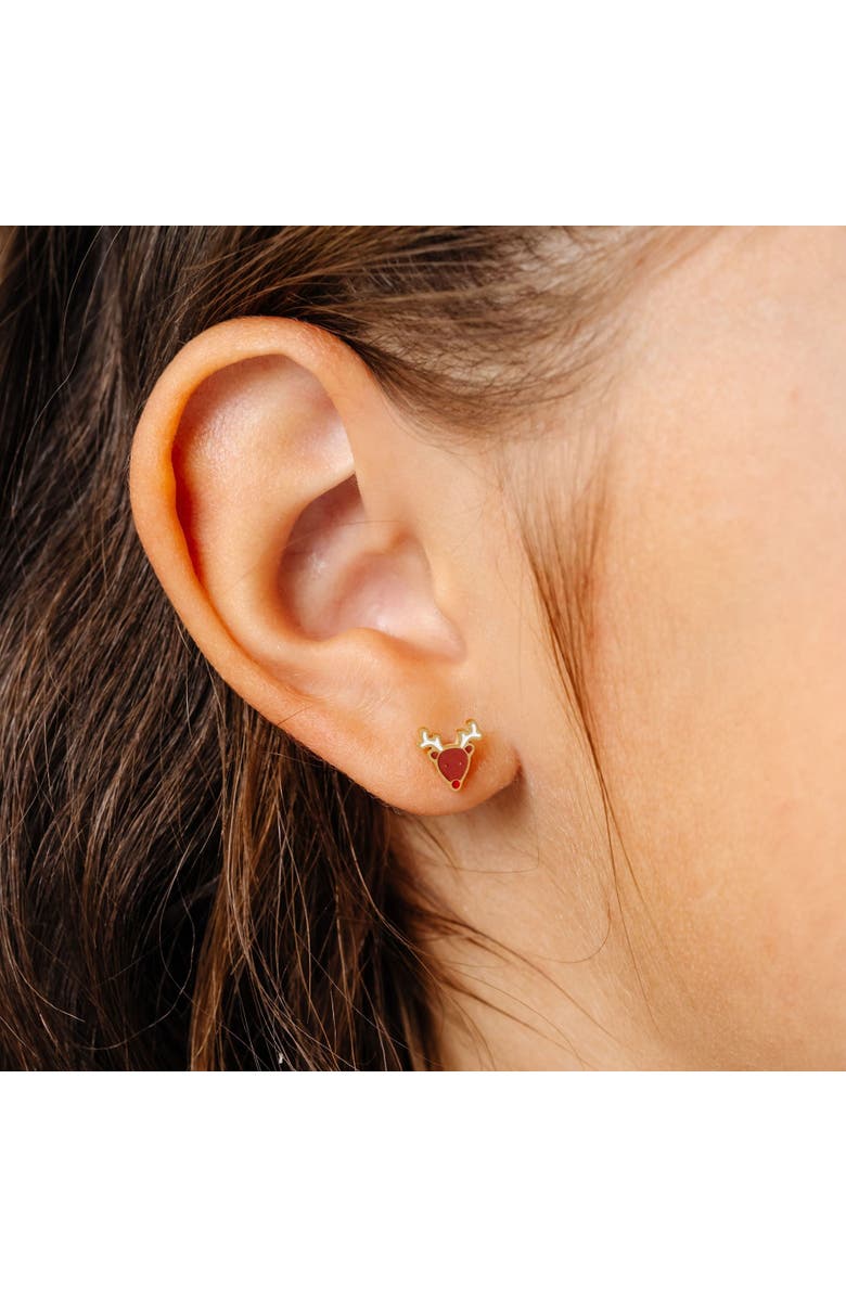Pip Pop Reindeer Stud Earrings, Alternate, color, Brown