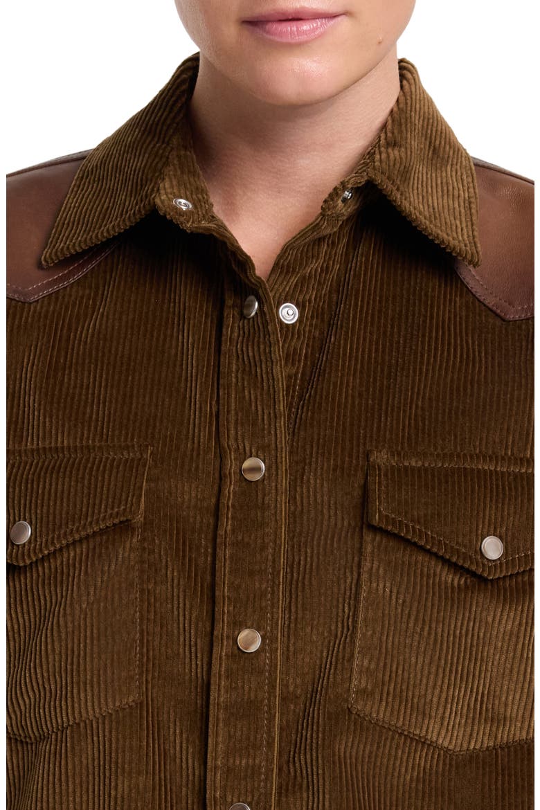 Cowboy Take Me Away Corduroy Shirt with Leather Yoke, Alternate, color, PINECONE / BISON