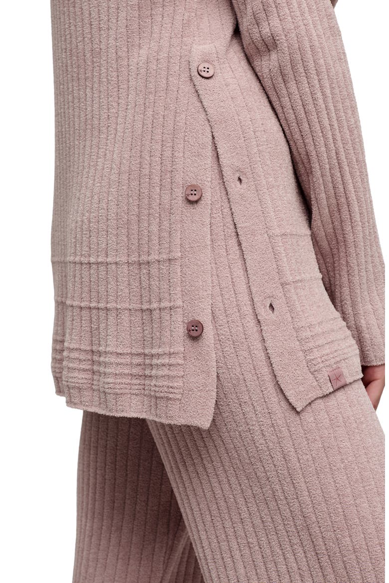 CozyChic® Ultra Lite® Textured Ribbed Button Sweater, Alternate, color, TEABERRY