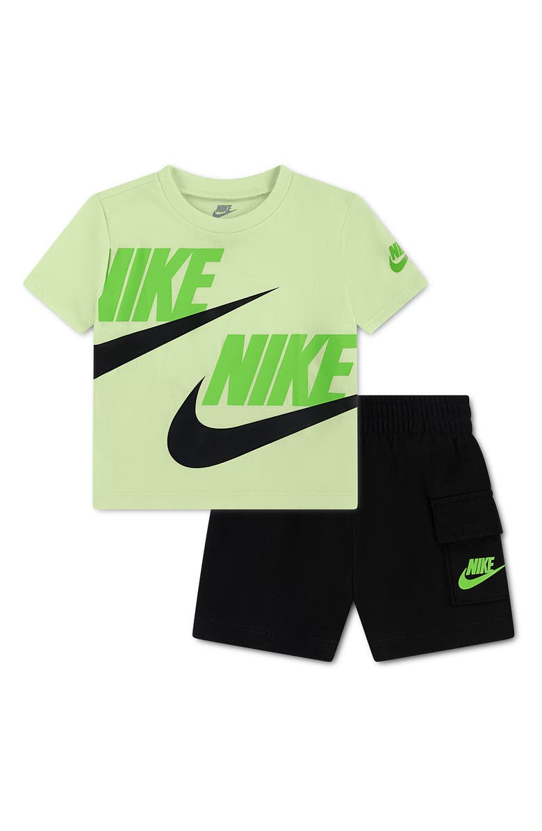 Nike Logo Tee & Cargo Shorts 2-Piece Set, Main, color, K9ablack/