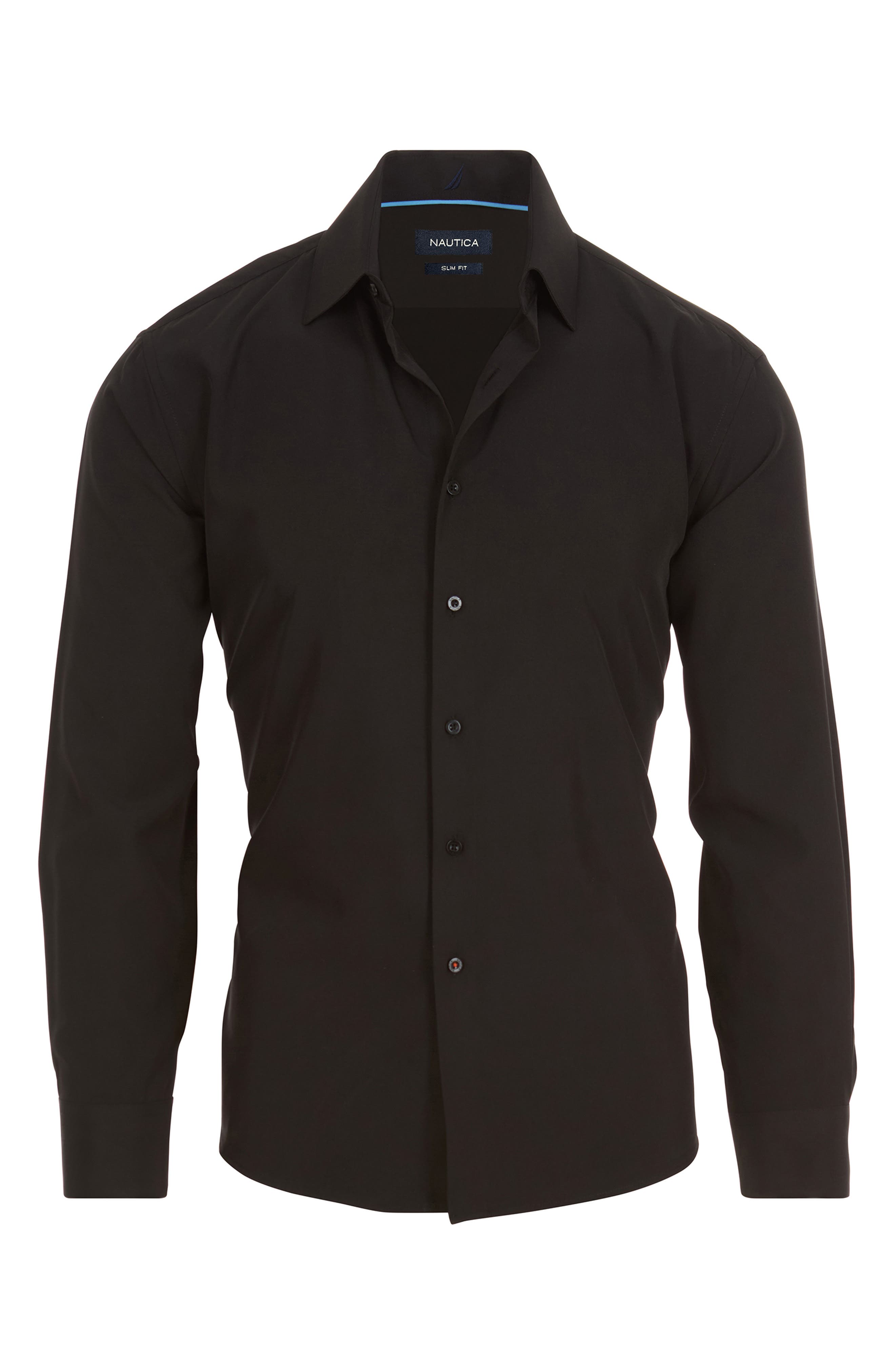 nautica slim fit dress shirt 95 polyester 5 spandex Slim Fit Grid Wrinkle-Resistant Dress Shirt