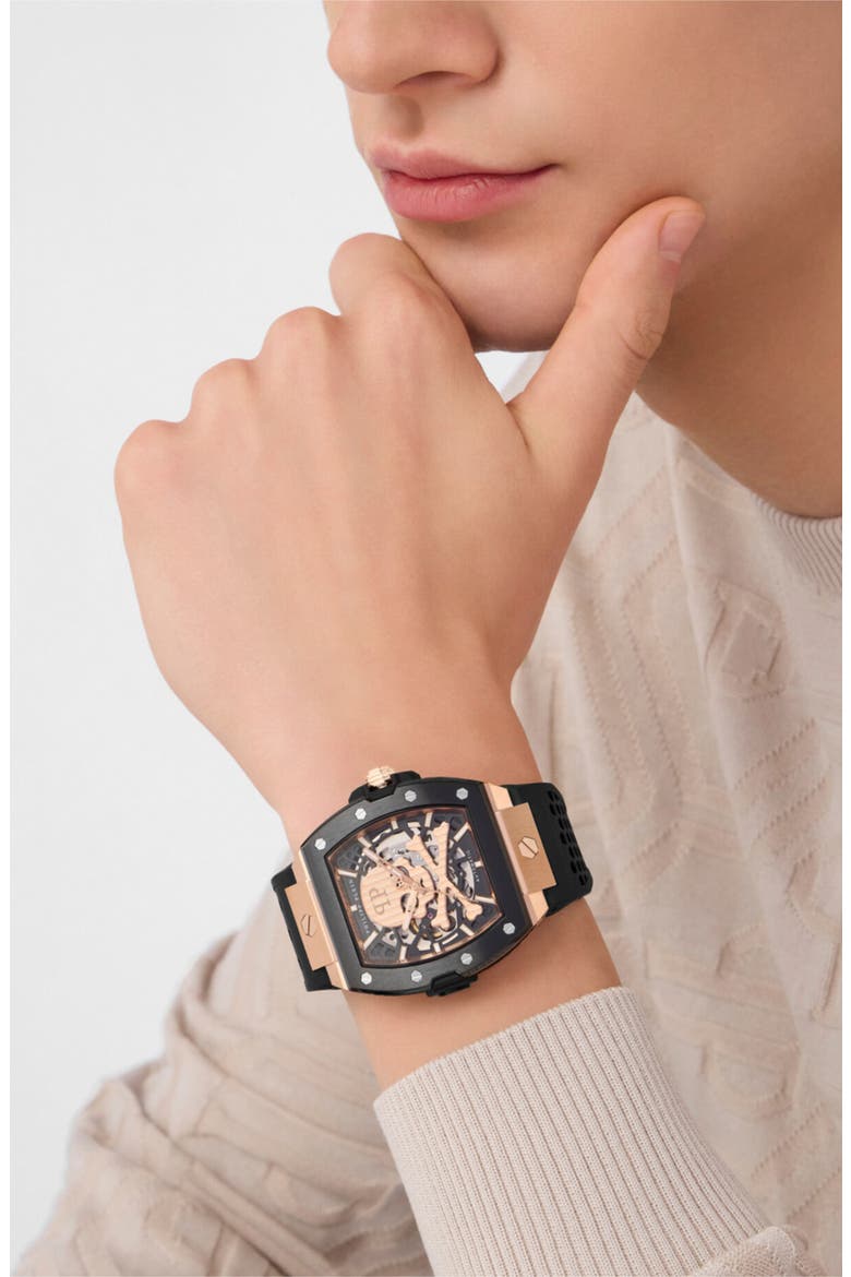 The $keleton 2.0 Automatic Silicone Strap Watch, 44mm, Alternate, color, TTE