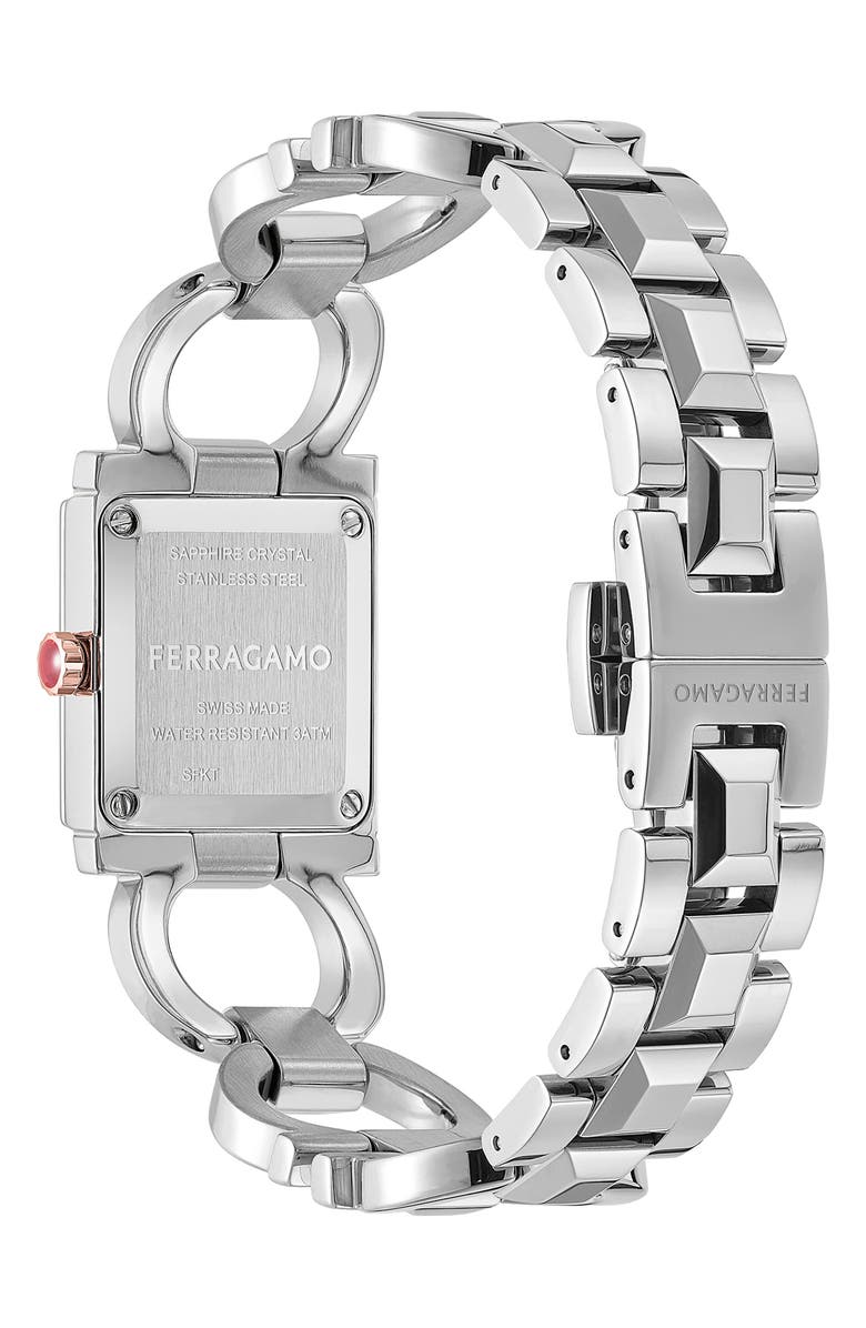 FERRAGAMO Double Gancini Square Bracelet Watch, 25mm, Alternate, color,