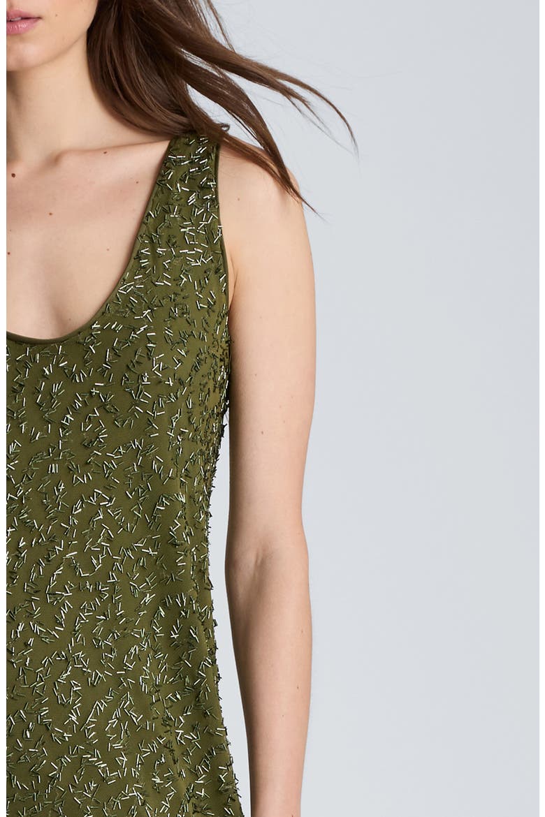 Bugle Bead Detail Tank Midi Dress, Alternate, color, GREEN