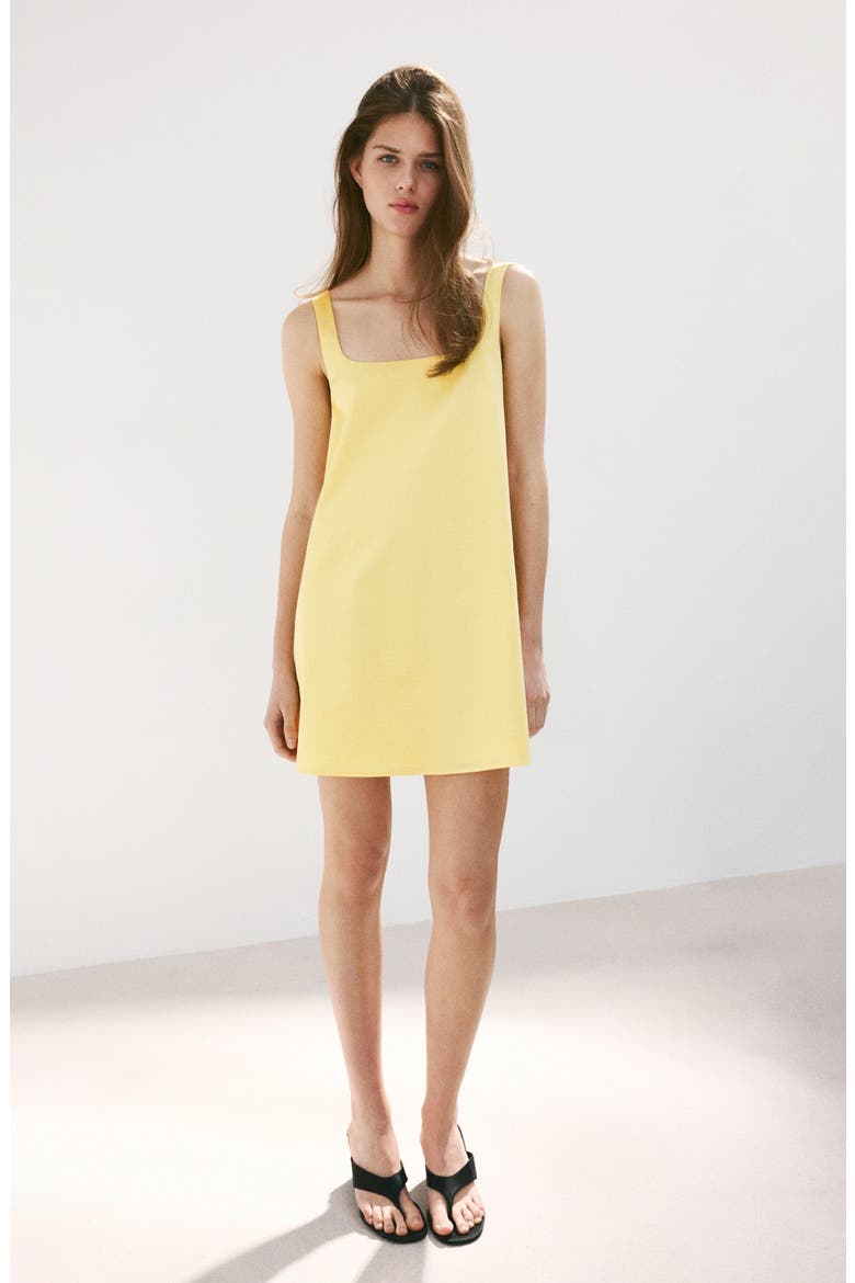 Flared Stretch Cotton Minidress, Alternate, color, PASTEL YELLOW