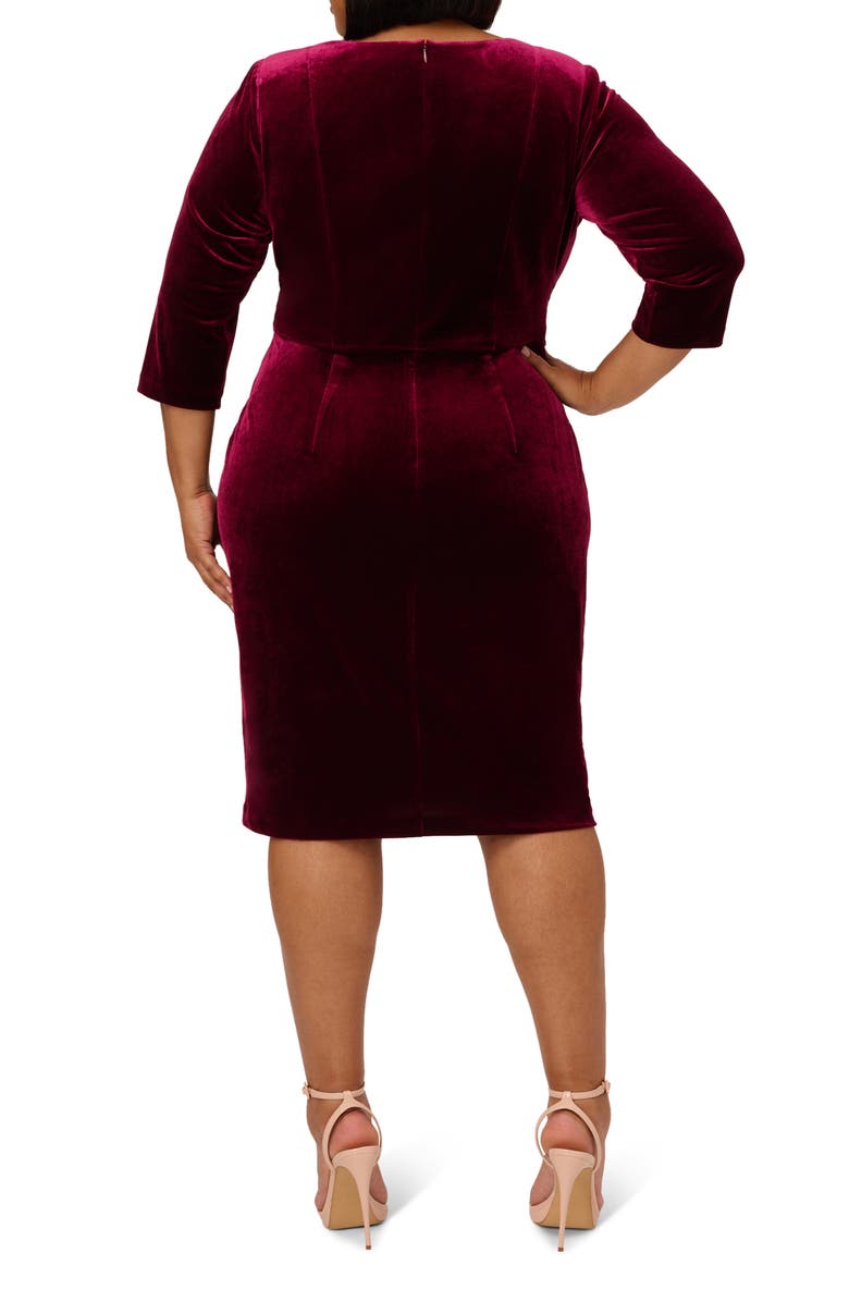Adrianna Papell Velvet Tie Front Sheath Dress, Alternate, color, 