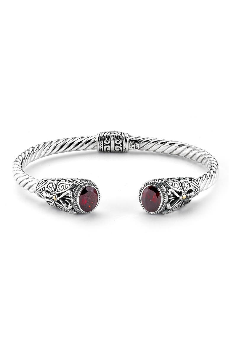 18K Gold & Sterling Silver Butterfly Bangle, Main, color, RED